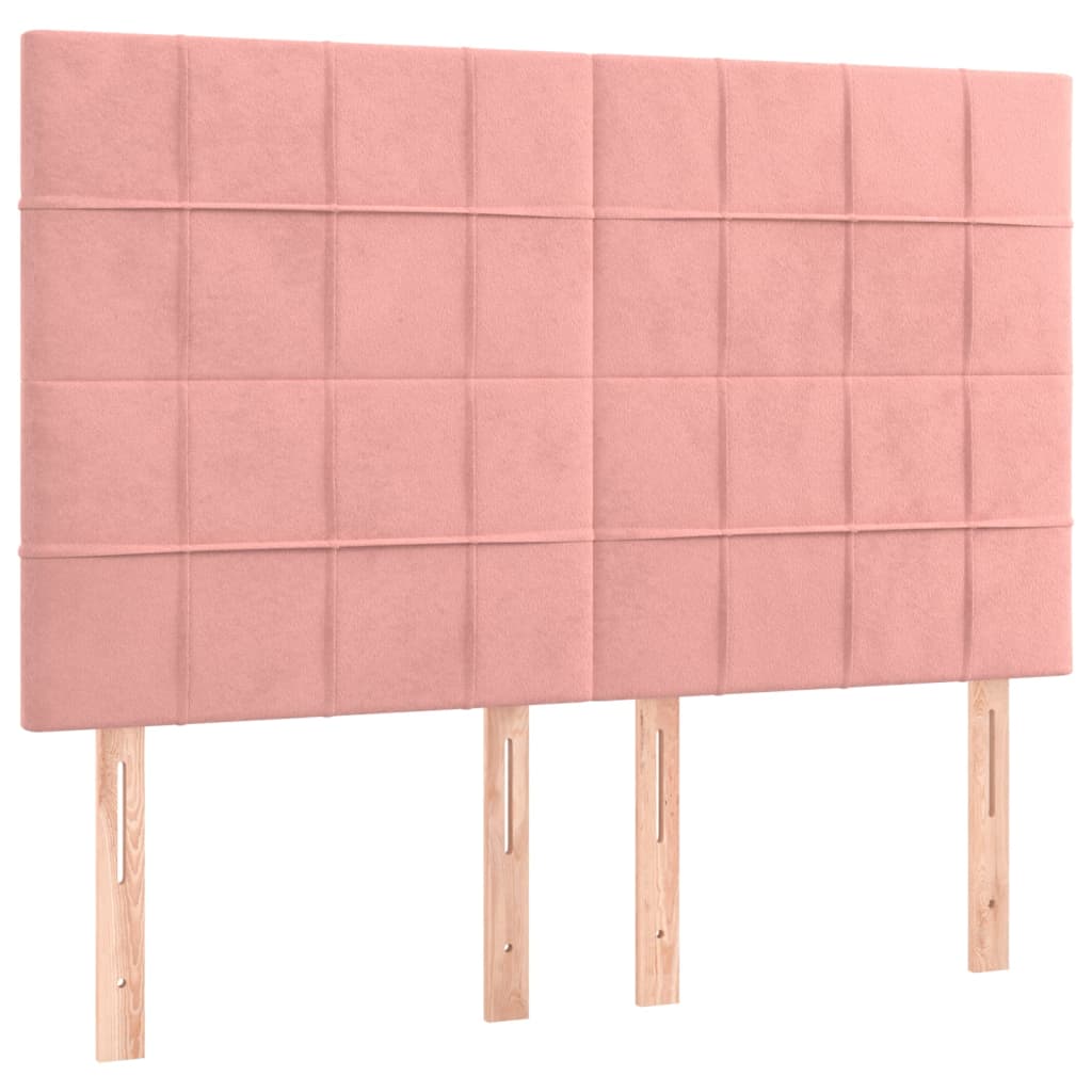 Cadre de lit sans matelas rose 140x200 cm velours - XIOS