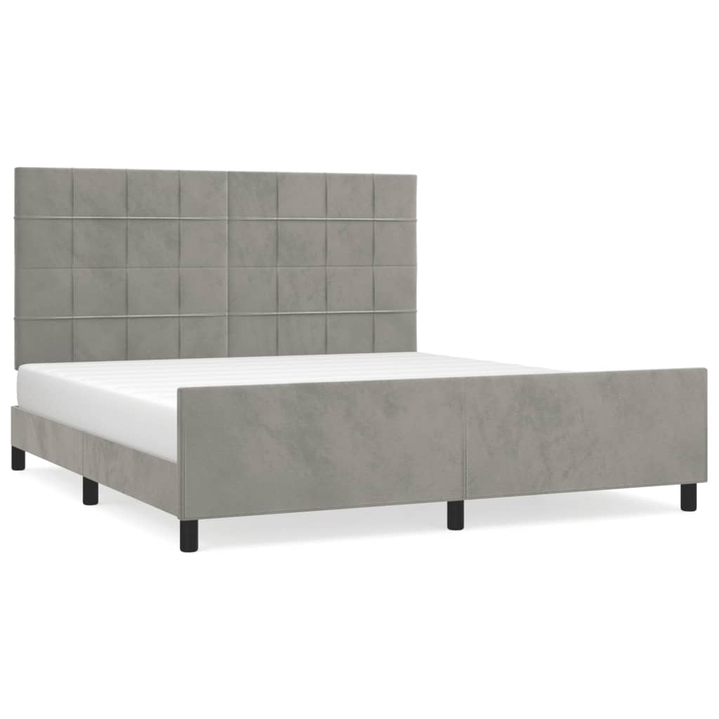 Cadre de lit sans matelas gris clair 160x200 cm velours - XIOS