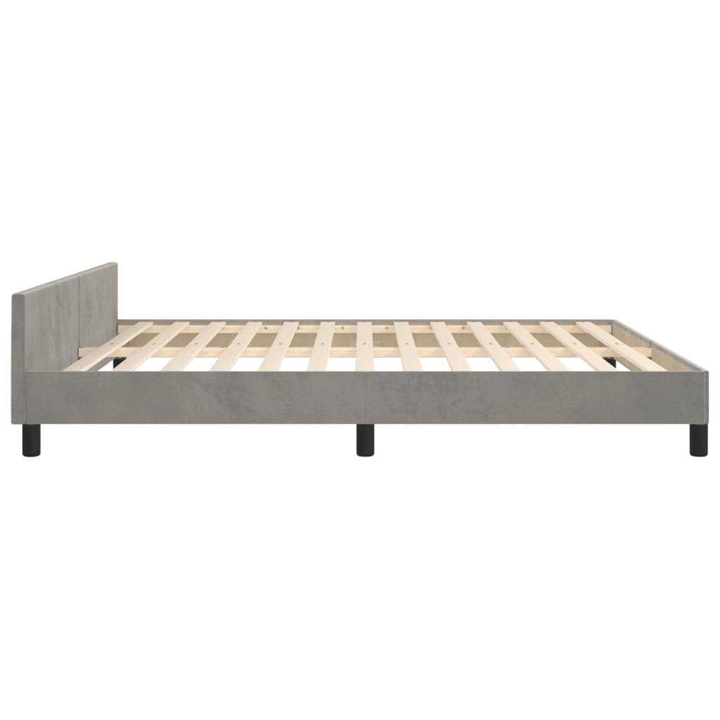 Cadre de lit sans matelas gris clair 160x200 cm velours - XIOS