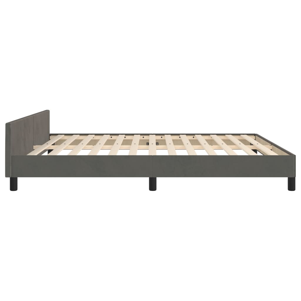 Cadre de lit sans matelas gris foncé 160x200 cm velours - XIOS