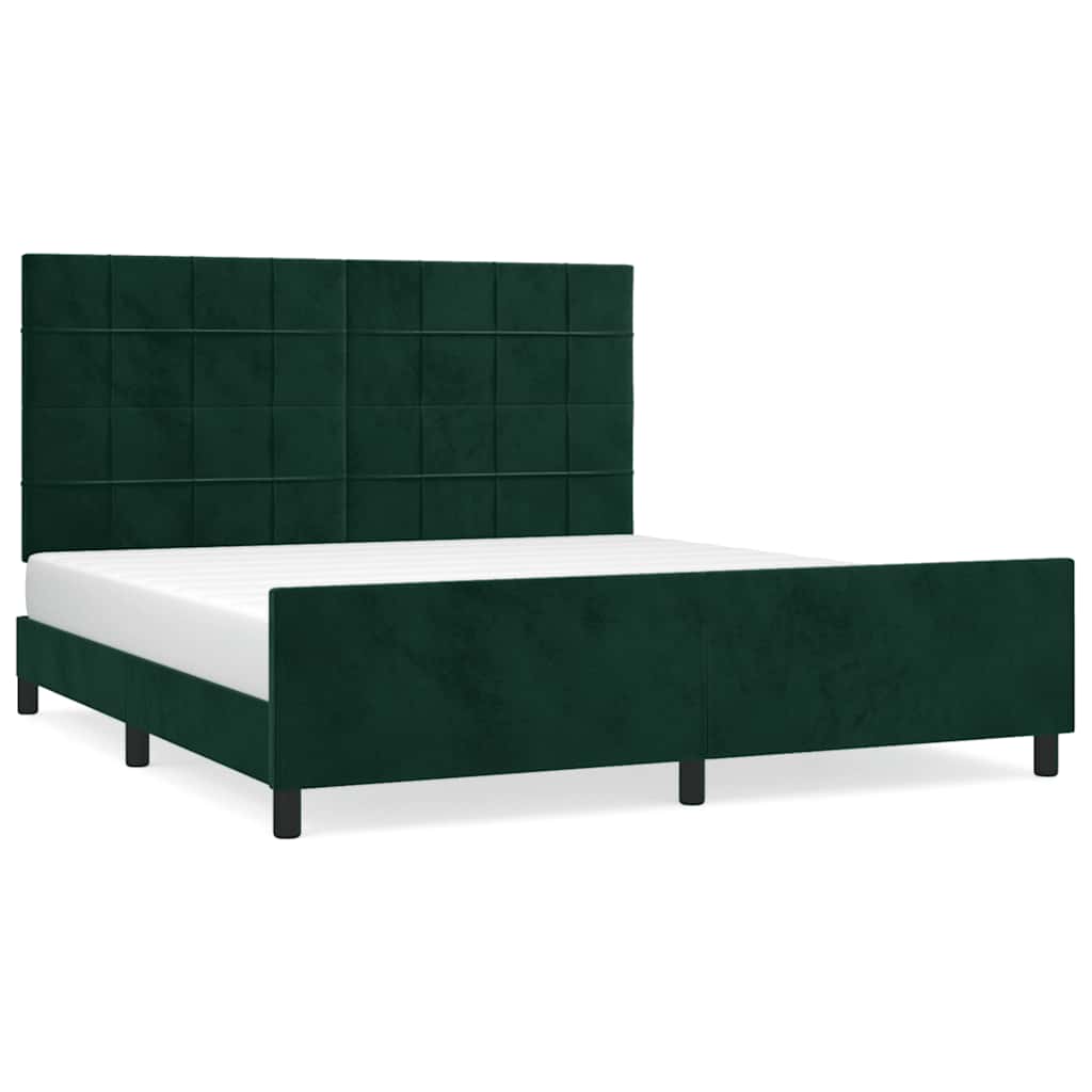 Cadre de lit sans matelas vert foncé 160x200 cm velours - XIOS