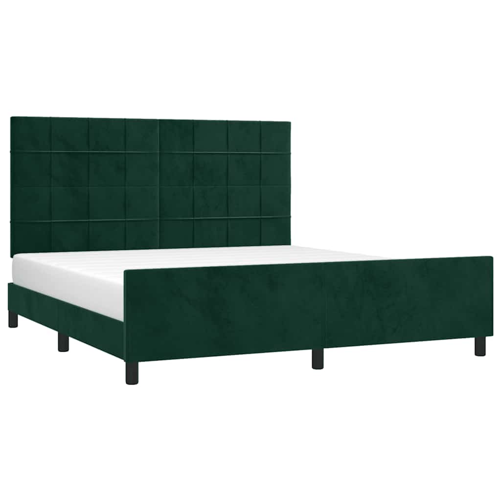 Cadre de lit sans matelas vert foncé 160x200 cm velours - XIOS
