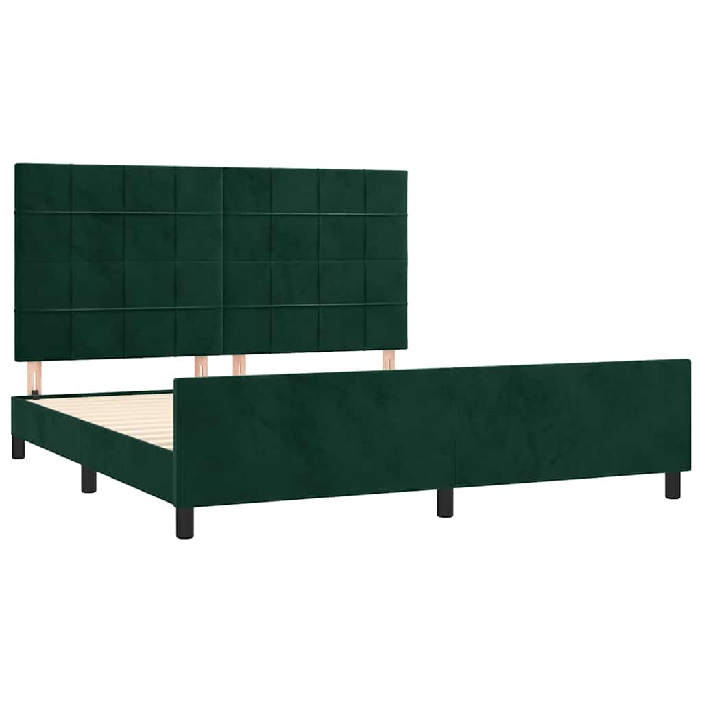 Cadre de lit sans matelas vert foncé 160x200 cm velours - XIOS