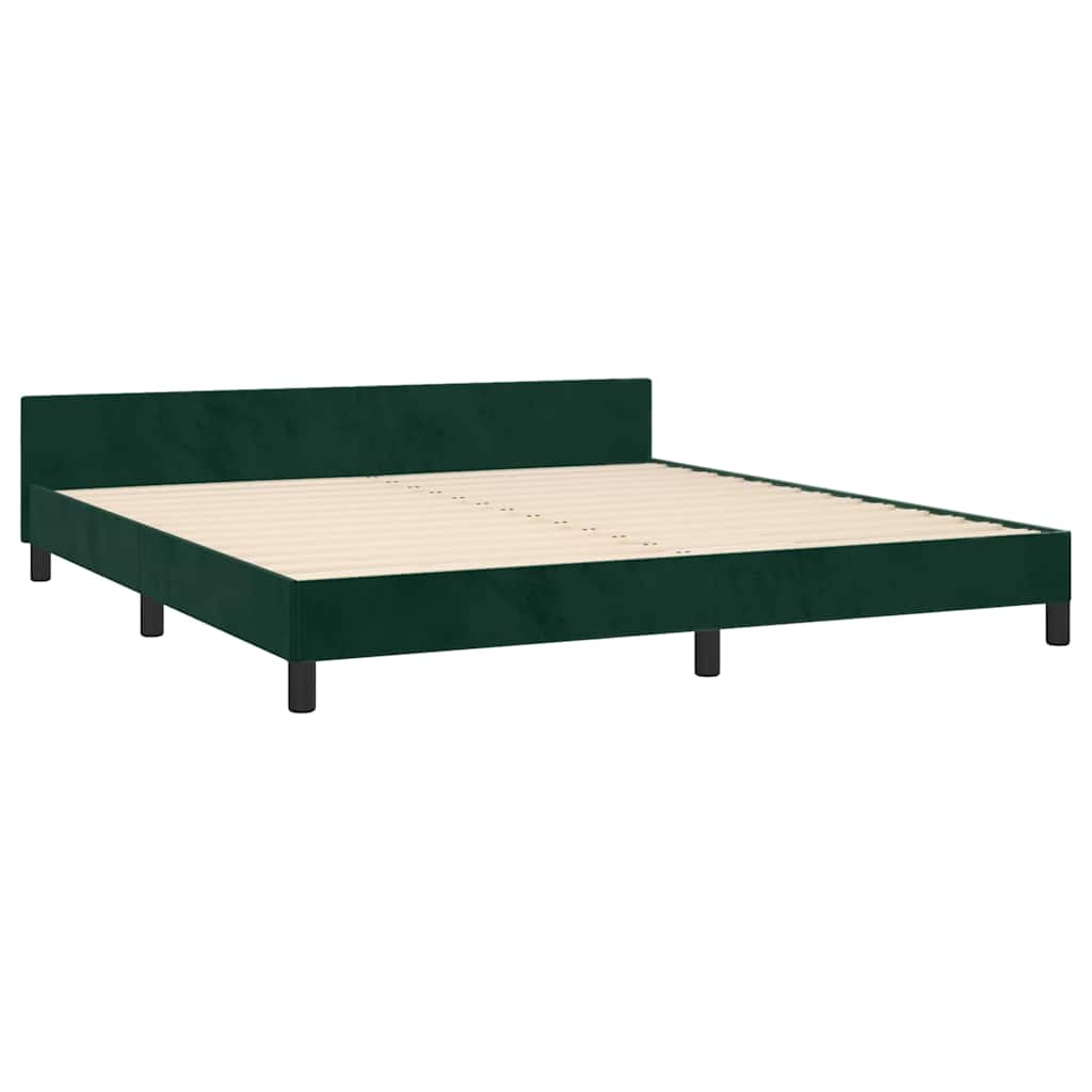 Cadre de lit sans matelas vert foncé 160x200 cm velours