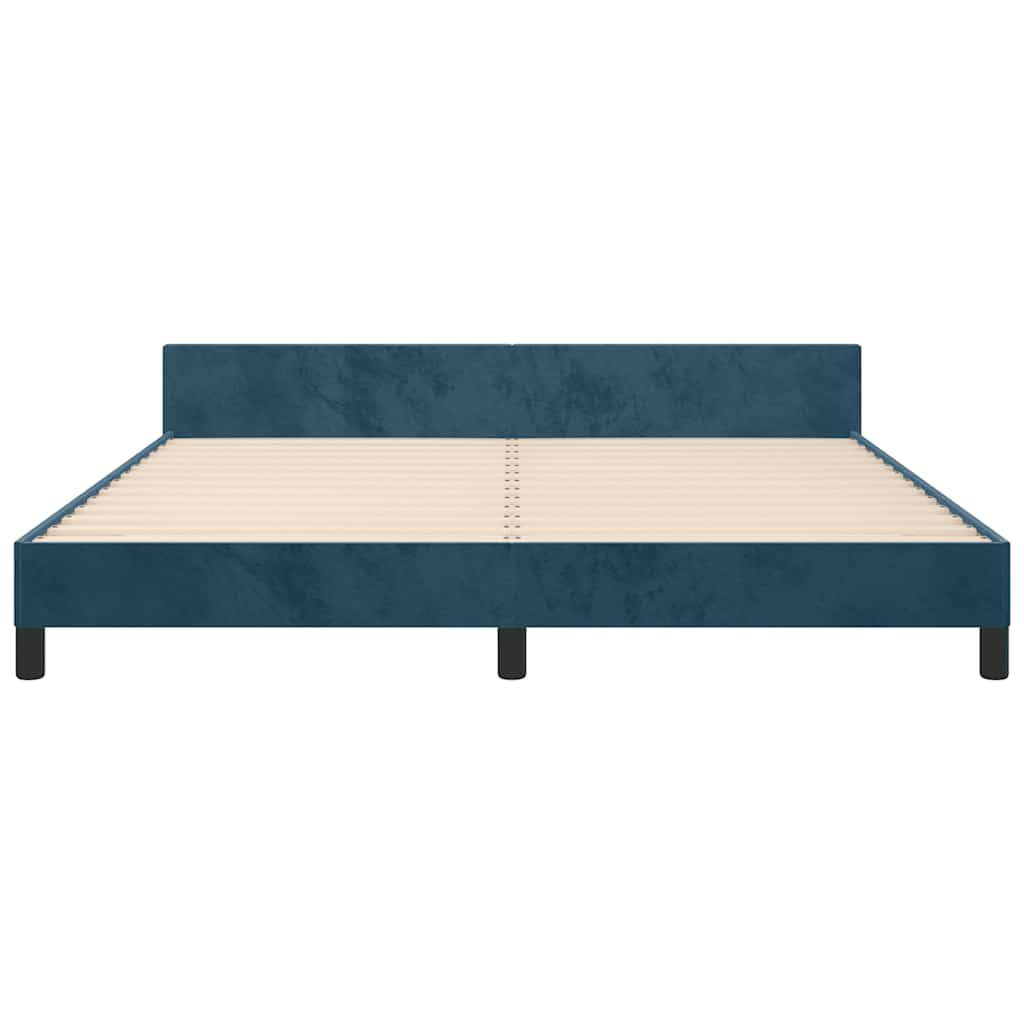 Cadre de lit sans matelas bleu foncé 160x200 cm velours