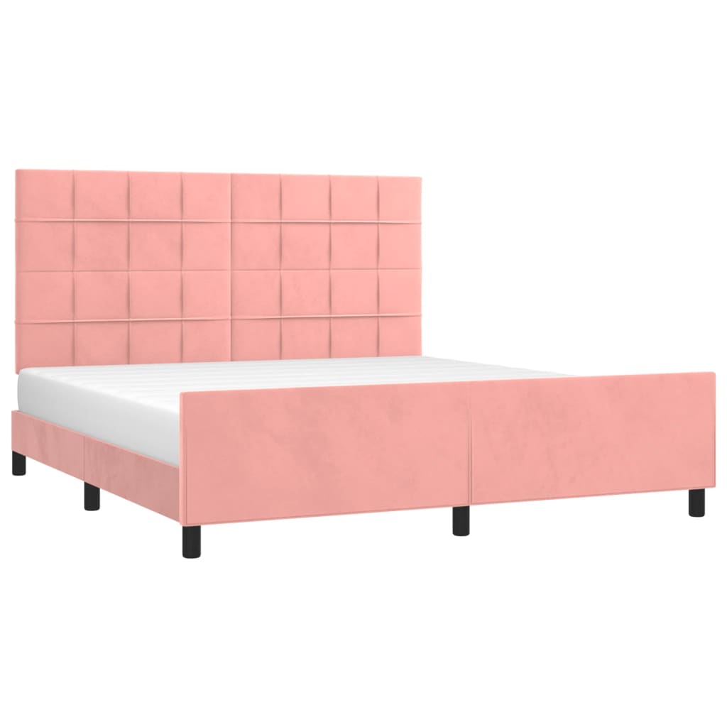 Cadre de lit sans matelas rose 160x200 cm velours - XIOS
