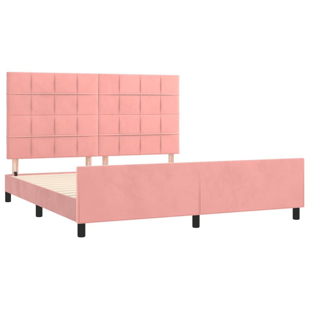 Cadre de lit sans matelas rose 160x200 cm velours - XIOS