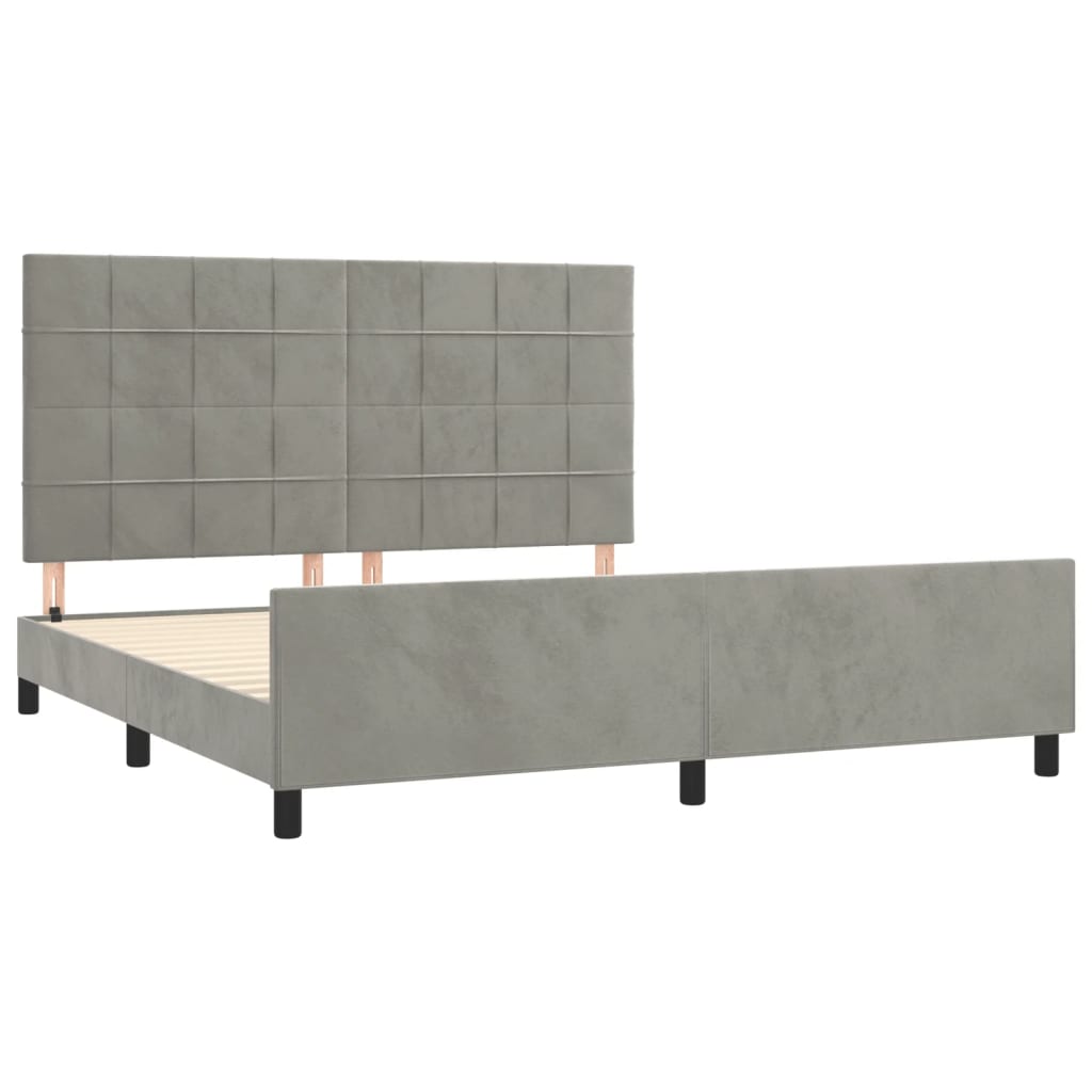 Cadre de lit sans matelas gris clair velours - XIOS