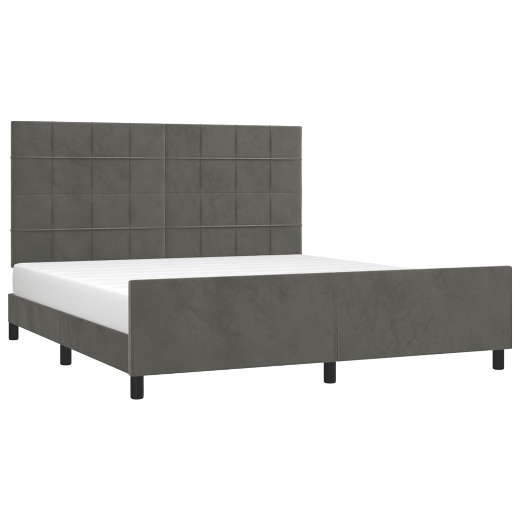 Cadre de lit sans matelas gris foncé velours - XIOS