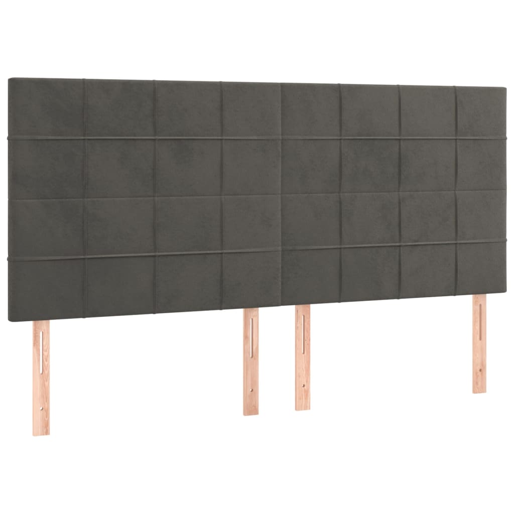 Cadre de lit sans matelas gris foncé velours - XIOS