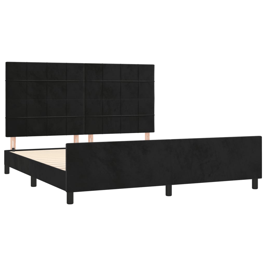 Cadre de lit sans matelas noir velours - XIOS