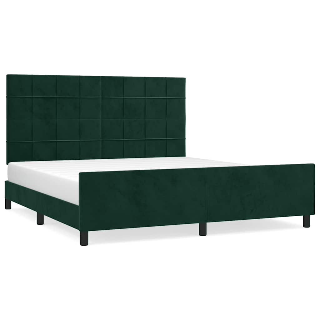 Cadre de lit sans matelas vert foncé velours - XIOS