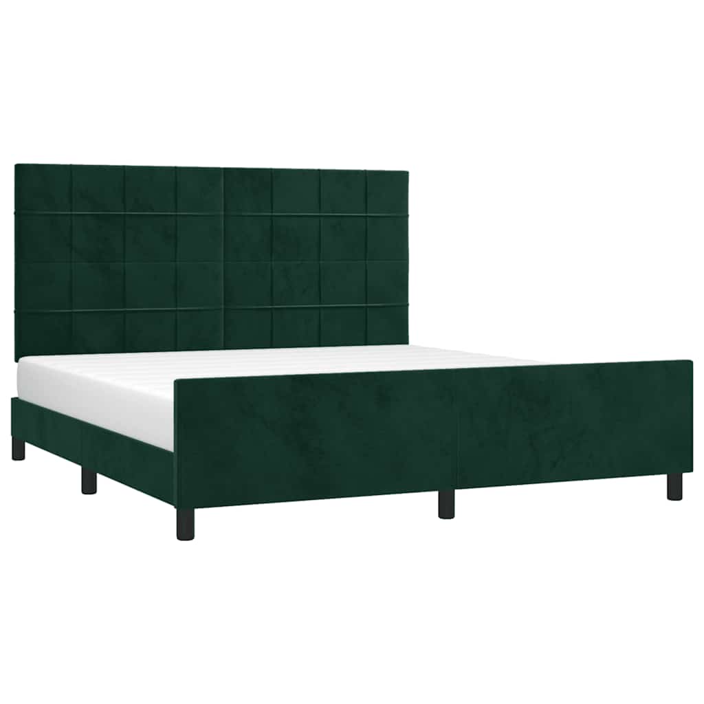 Cadre de lit sans matelas vert foncé velours - XIOS