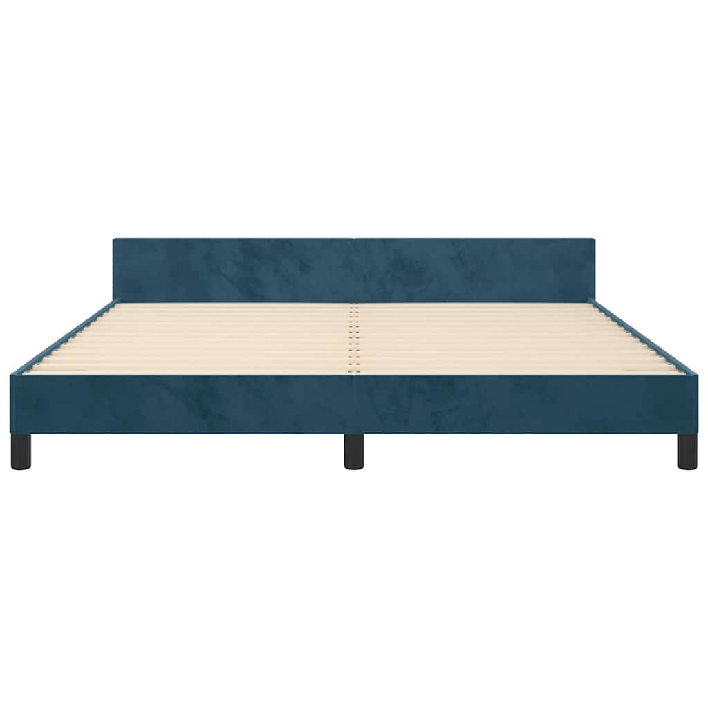 Cadre de lit sans matelas bleu foncé velours - XIOS