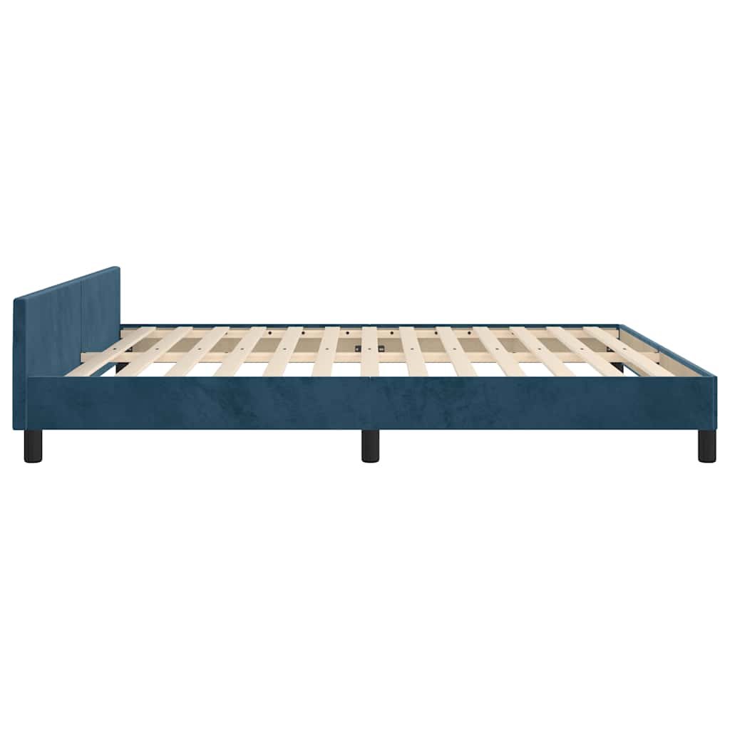 Cadre de lit sans matelas bleu foncé velours - XIOS