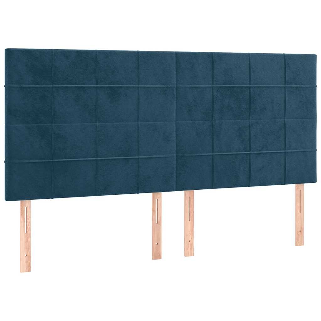 Cadre de lit sans matelas bleu foncé velours - XIOS