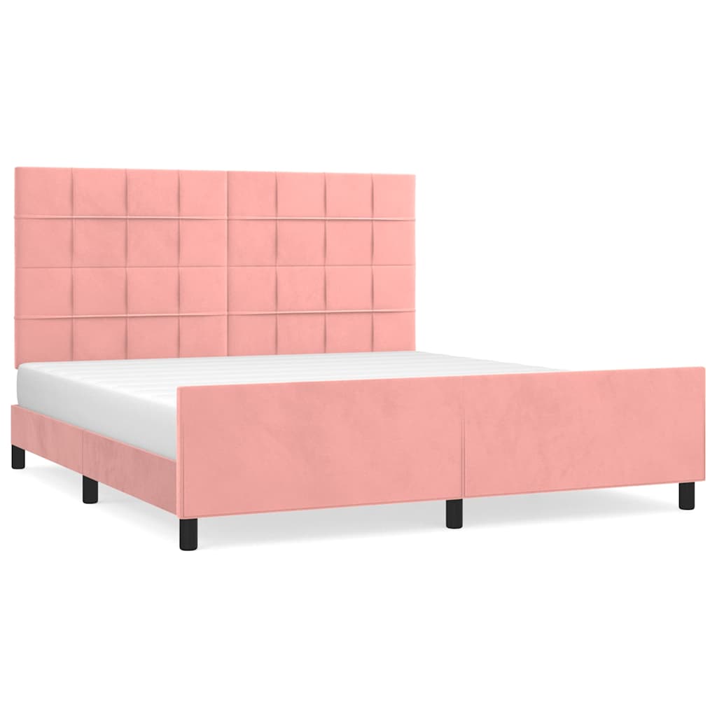Cadre de lit sans matelas rose velours - XIOS