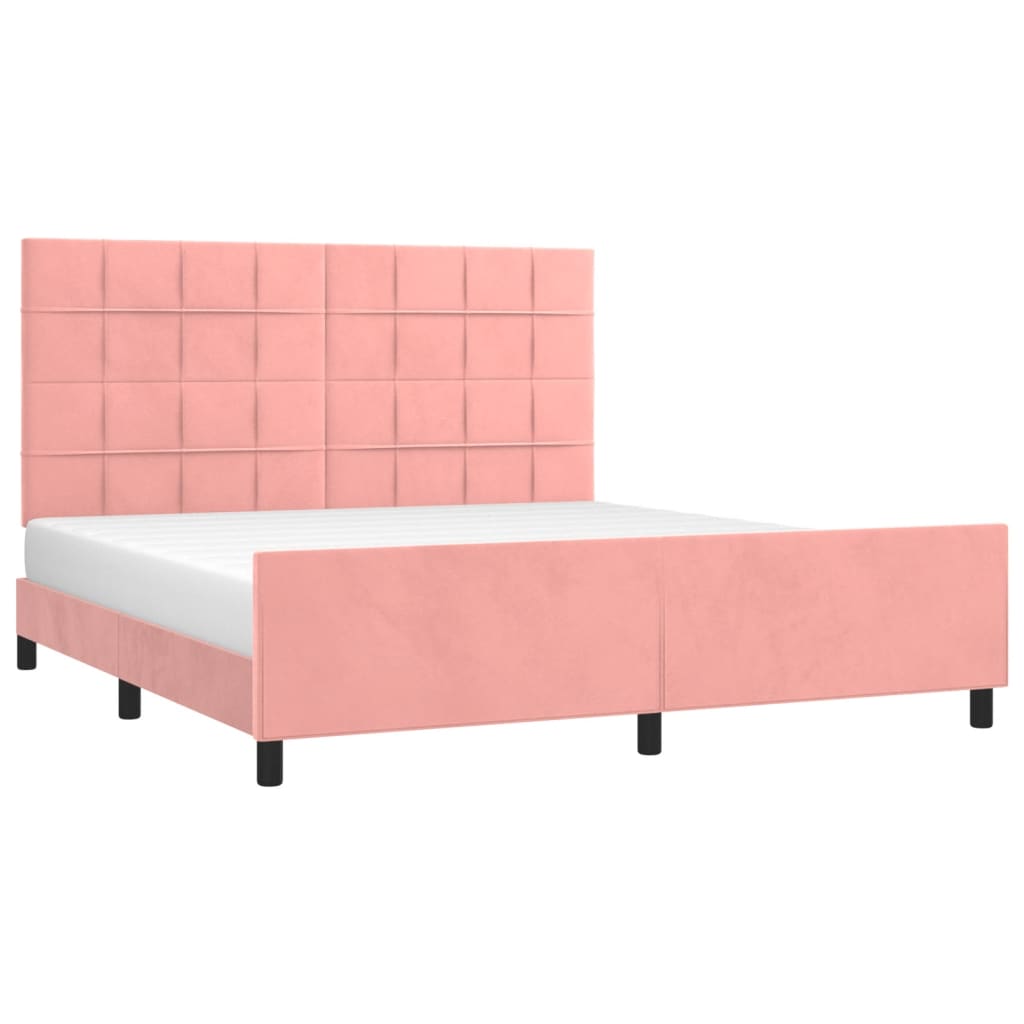 Cadre de lit sans matelas rose velours - XIOS