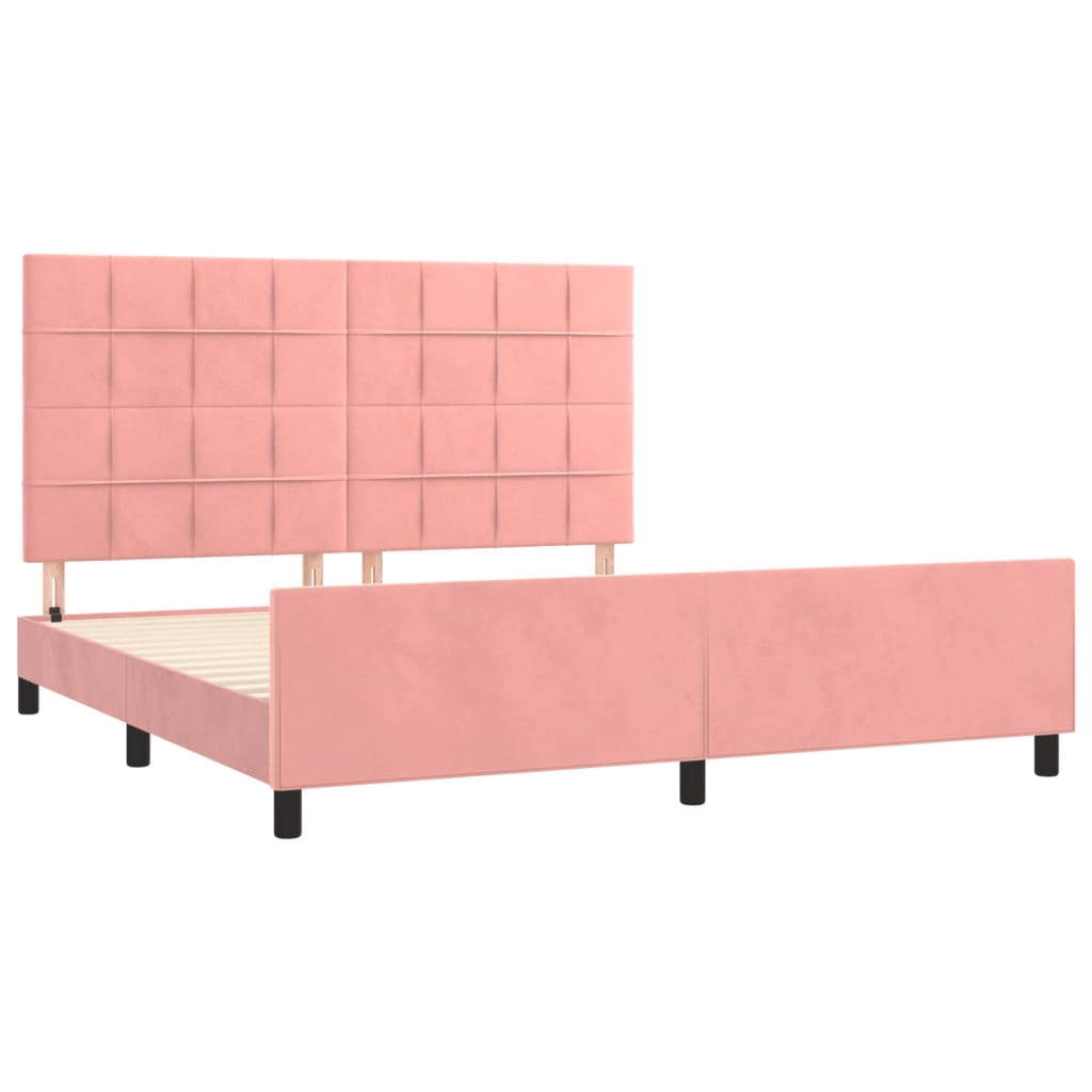 Cadre de lit sans matelas rose velours - XIOS