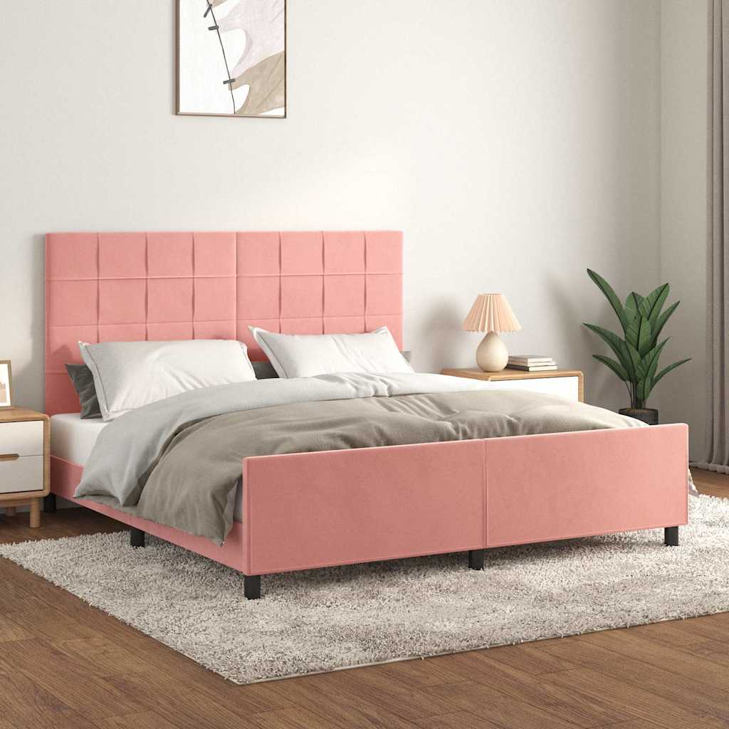 Cadre de lit sans matelas rose velours - XIOS