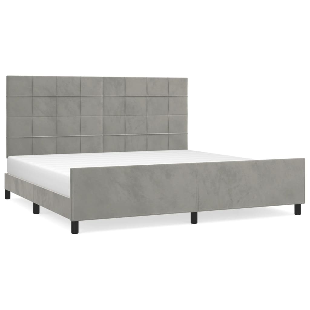 Cadre de lit sans matelas gris clair 200x200 cm velours - XIOS