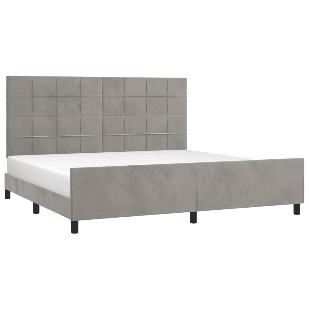 Cadre de lit sans matelas gris clair 200x200 cm velours - XIOS