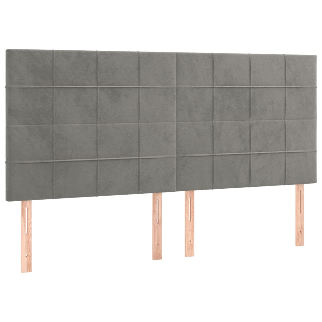 Cadre de lit sans matelas gris clair 200x200 cm velours - XIOS