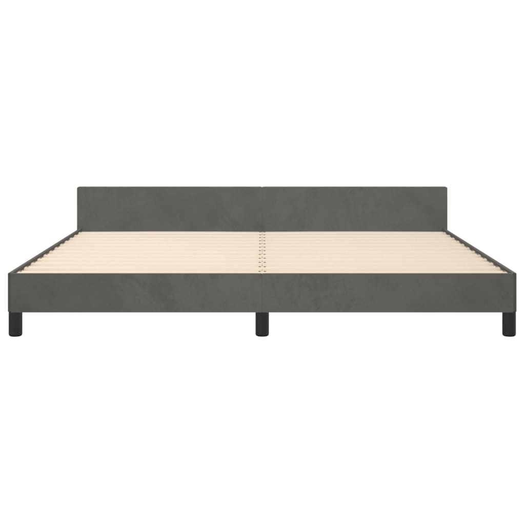 Cadre de lit sans matelas gris foncé 200x200 cm velours - XIOS