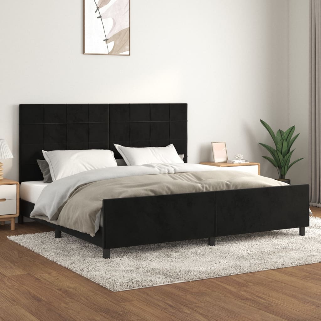Cadre de lit sans matelas noir 200x200 cm velours - XIOS