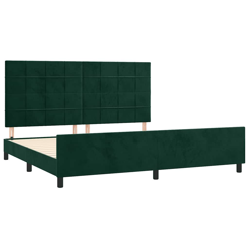 Cadre de lit sans matelas vert foncé 200x200 cm velours - XIOS