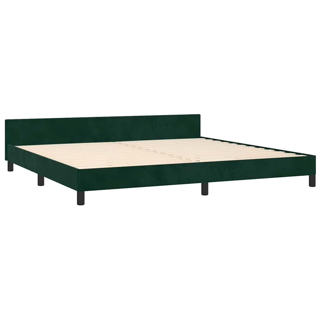 Cadre de lit sans matelas vert foncé 200x200 cm velours