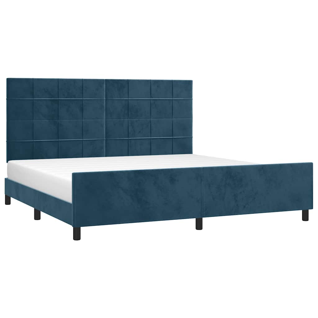 Cadre de lit sans matelas bleu foncé 200x200 cm velours - XIOS