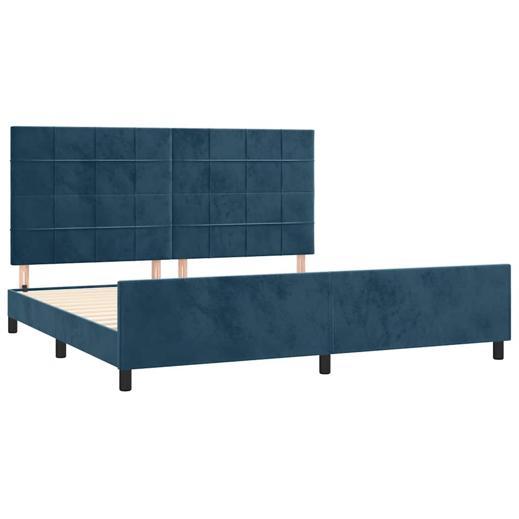 Cadre de lit sans matelas bleu foncé 200x200 cm velours - XIOS