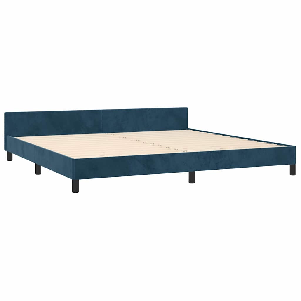 Cadre de lit sans matelas bleu foncé 200x200 cm velours - XIOS