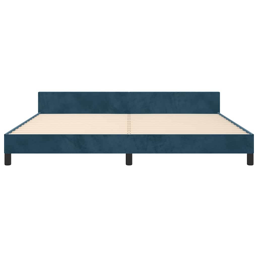 Cadre de lit sans matelas bleu foncé 200x200 cm velours - XIOS