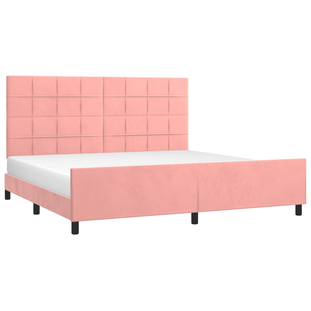Cadre de lit sans matelas rose 200x200 cm velours - XIOS