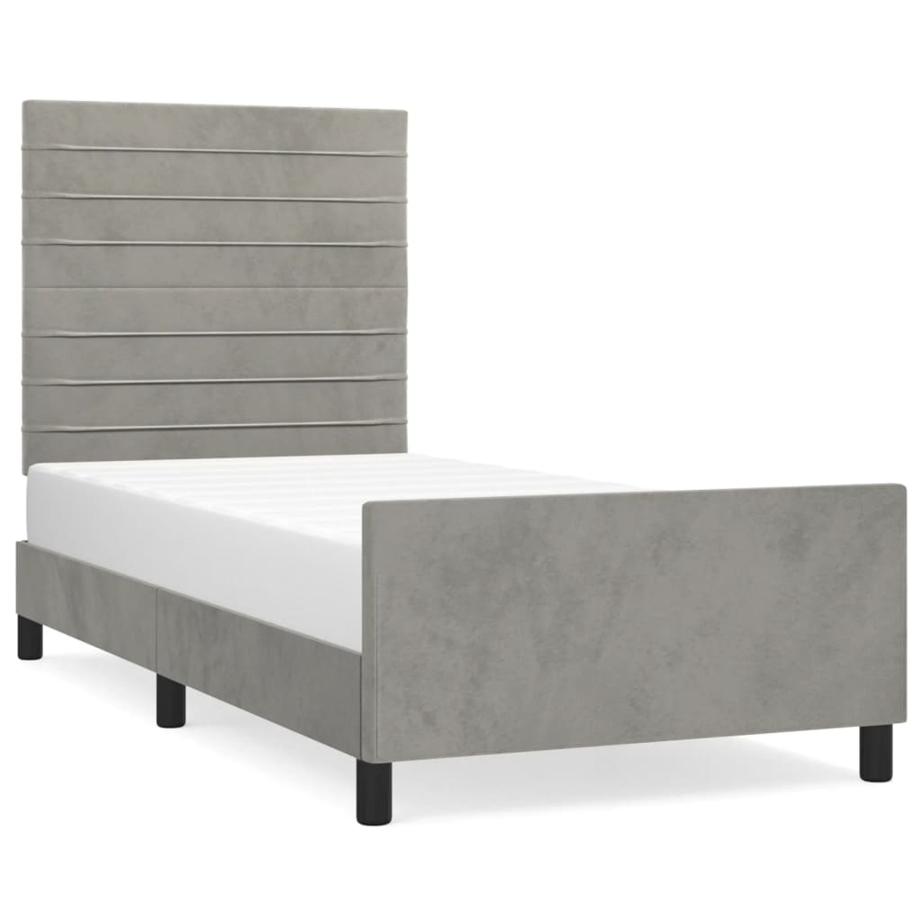 Cadre de lit sans matelas gris clair 80x200 cm velours - XIOS