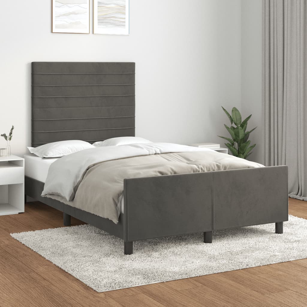 Cadre de lit sans matelas gris foncé 120x200 cm velours - XIOS