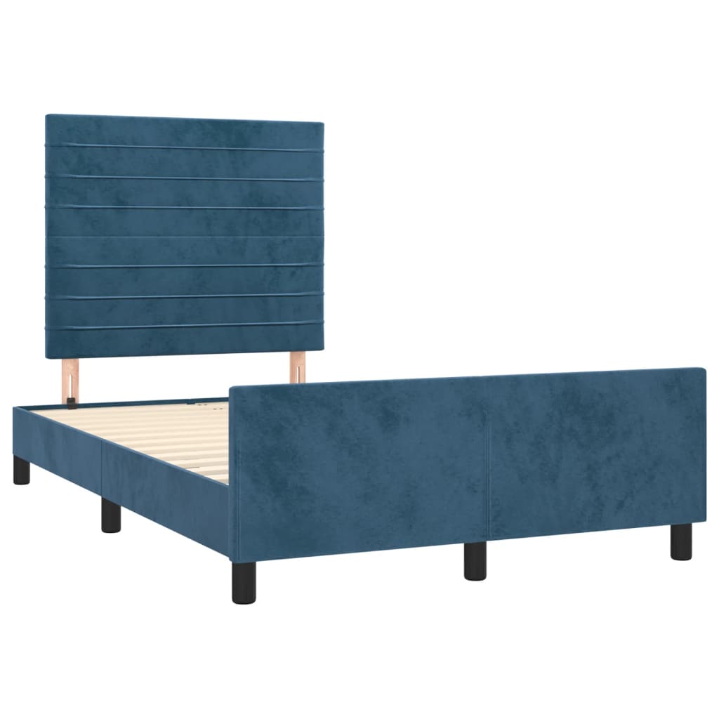 Cadre de lit sans matelas bleu foncé 120x200 cm velours - XIOS