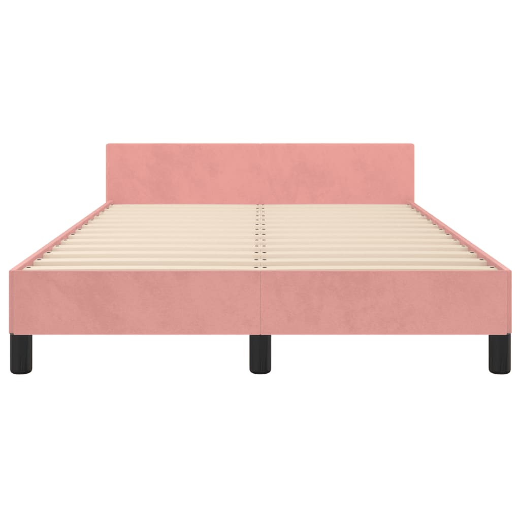 Cadre de lit sans matelas rose 120x200 cm velours - XIOS