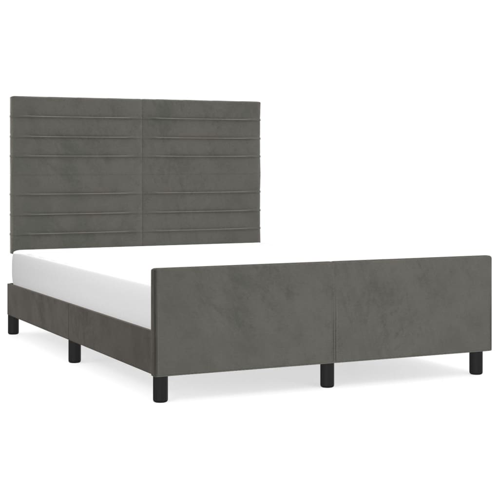 Cadre de lit sans matelas gris foncé 140x190 cm velours - XIOS