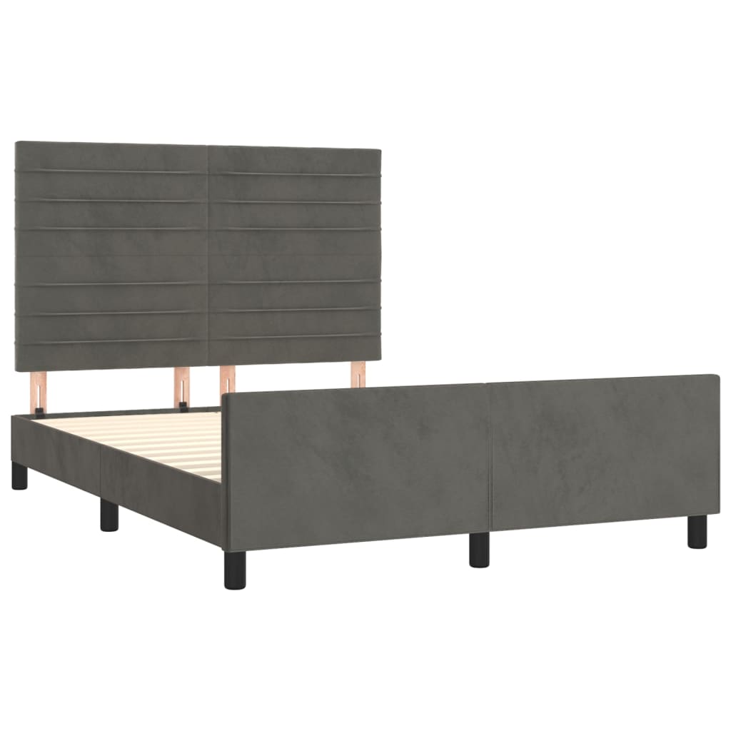 Cadre de lit sans matelas gris foncé 140x190 cm velours - XIOS