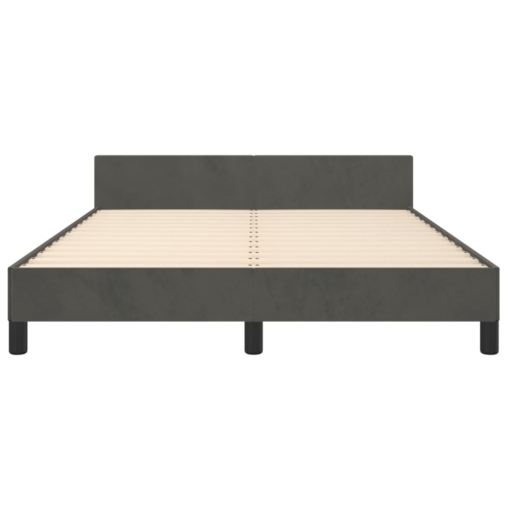Cadre de lit sans matelas gris foncé 140x190 cm velours - XIOS