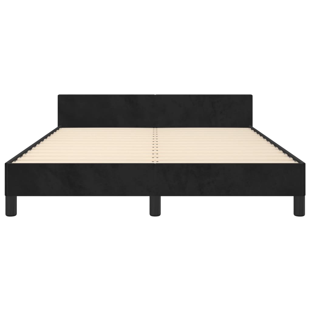 Cadre de lit sans matelas noir 140x190 cm velours - XIOS
