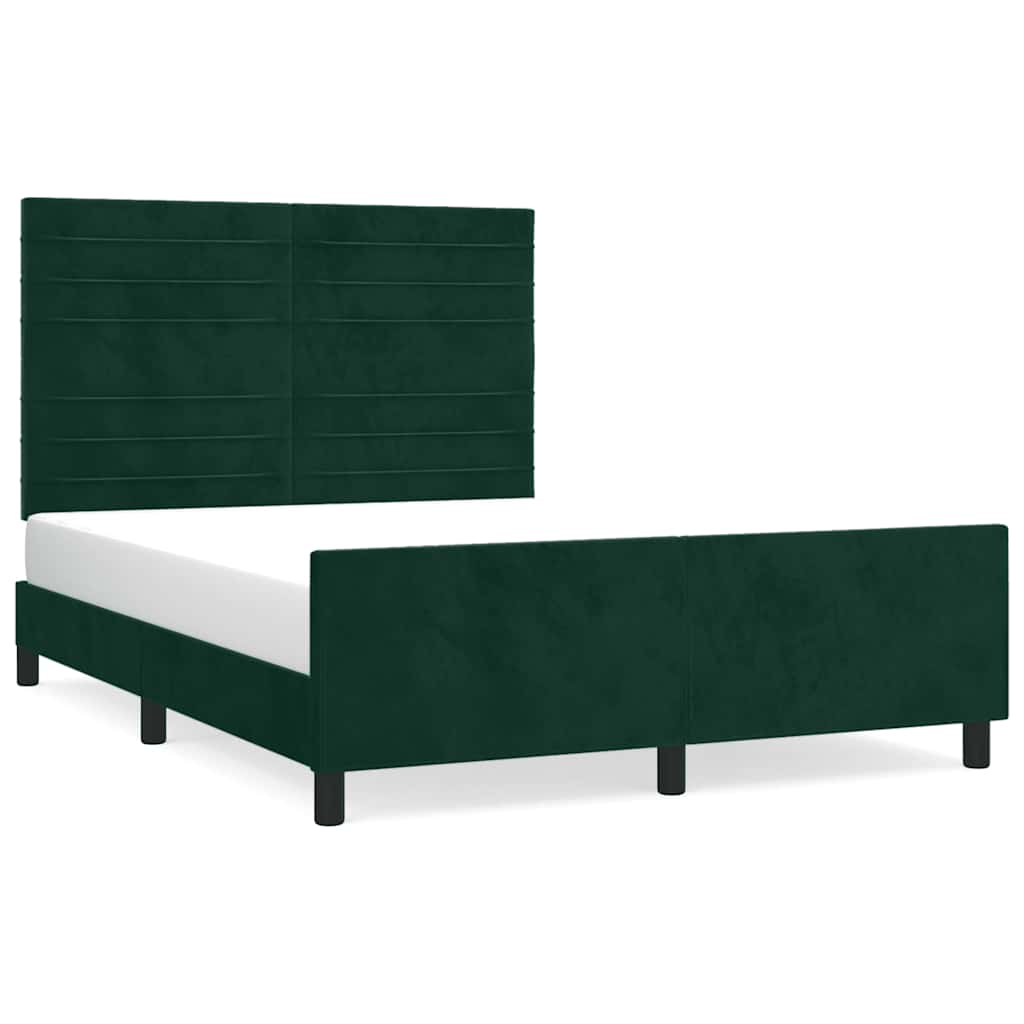 Cadre de lit sans matelas vert foncé 140x190 cm velours - XIOS