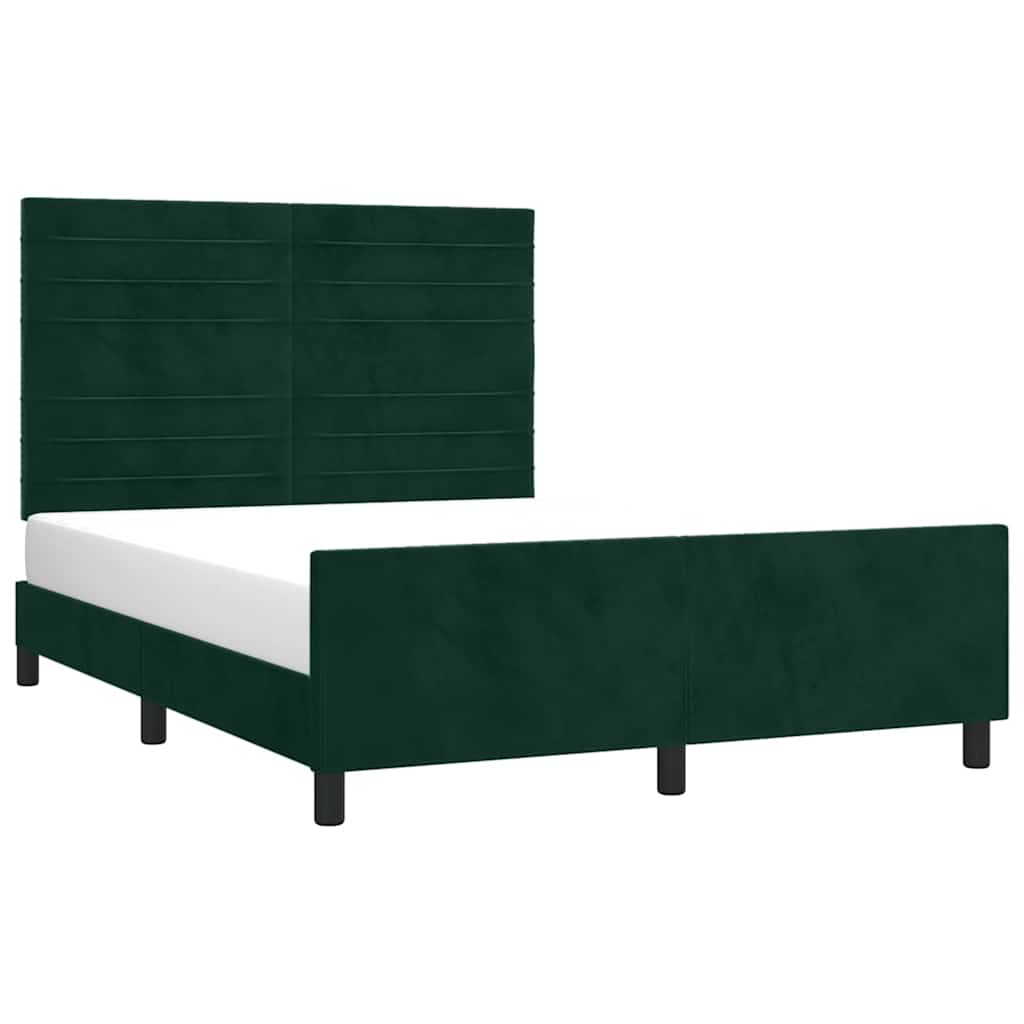 Cadre de lit sans matelas vert foncé 140x190 cm velours - XIOS