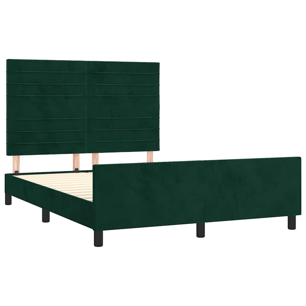 Cadre de lit sans matelas vert foncé 140x190 cm velours - XIOS