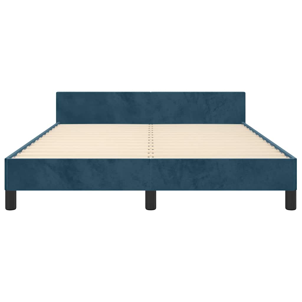 Cadre de lit sans matelas bleu foncé 140x190 cm velours - XIOS