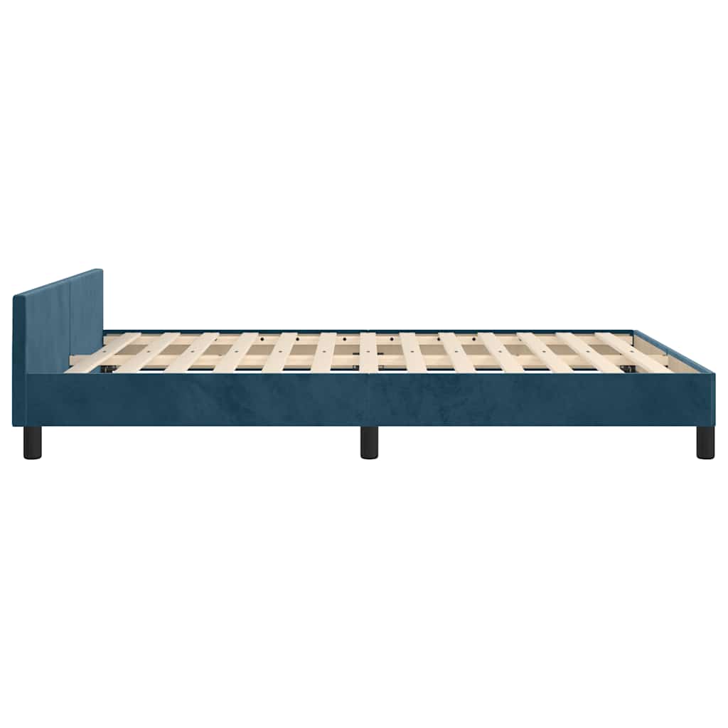 Cadre de lit sans matelas bleu foncé 140x190 cm velours - XIOS