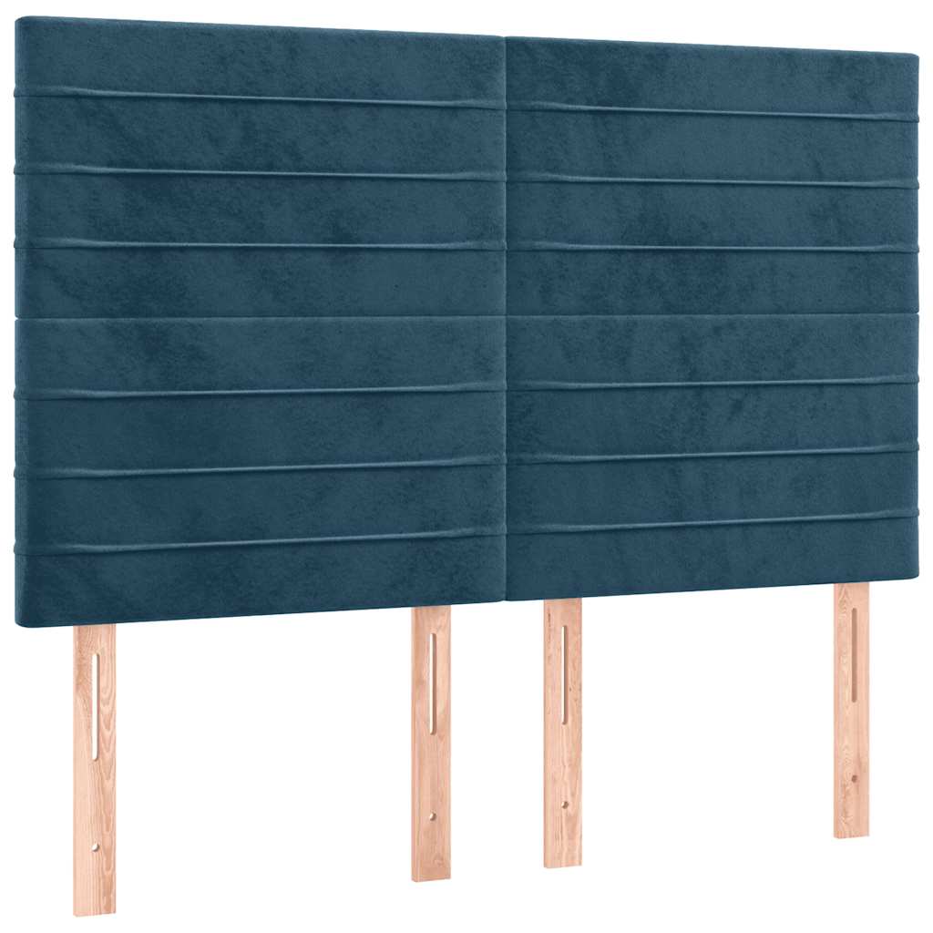Cadre de lit sans matelas bleu foncé 140x190 cm velours - XIOS